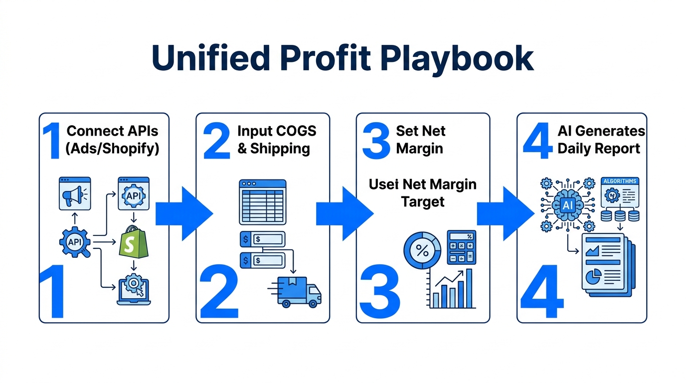 A four-step process for implementing AI-driven profit reporting.