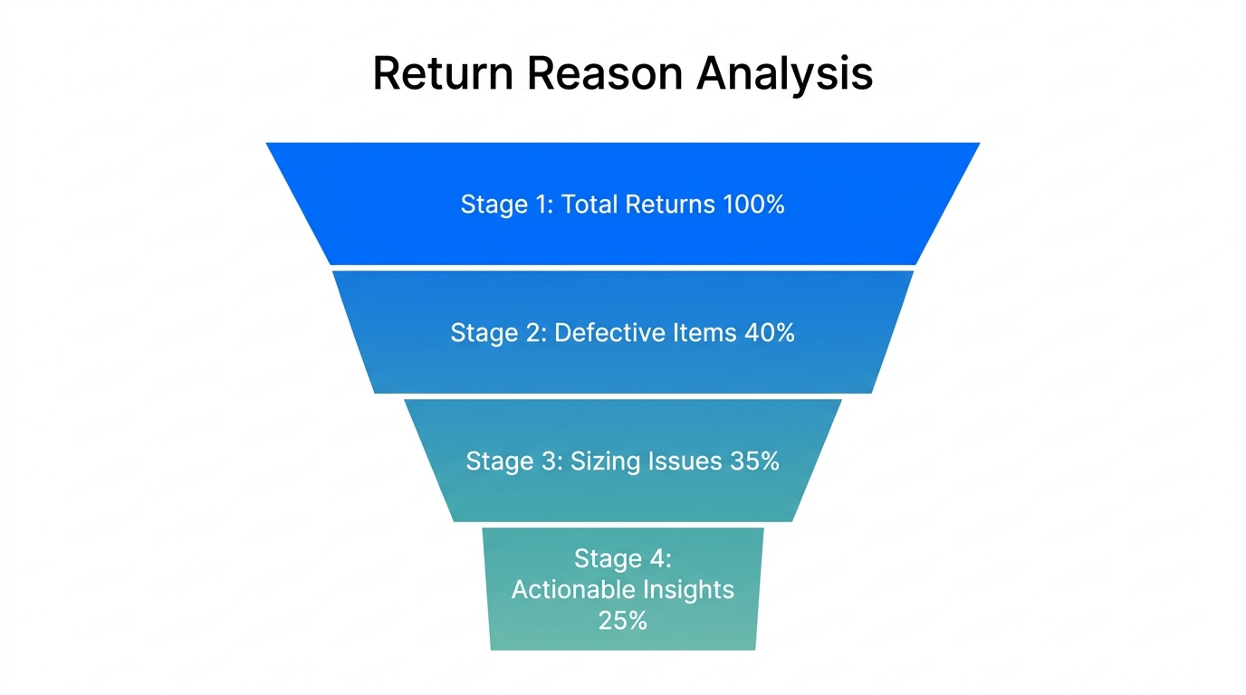 Funnel showing the breakdown of return data into actionable business insights.
