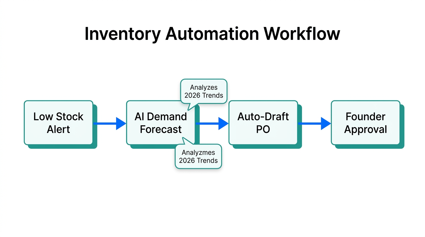 The step-by-step process of OpenClaw's automated inventory replenishment cycle.