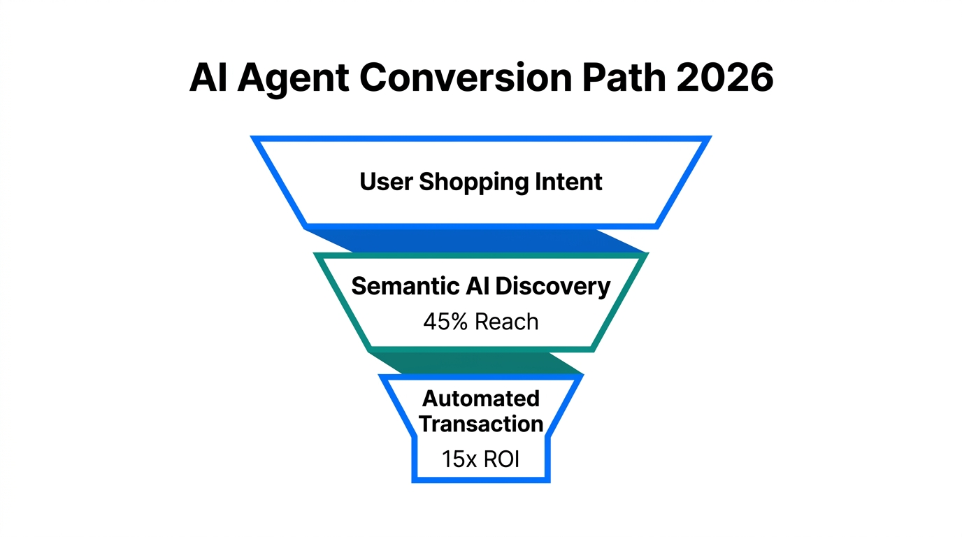 Projected conversion funnel for AI agents in the 2026 marketplace.