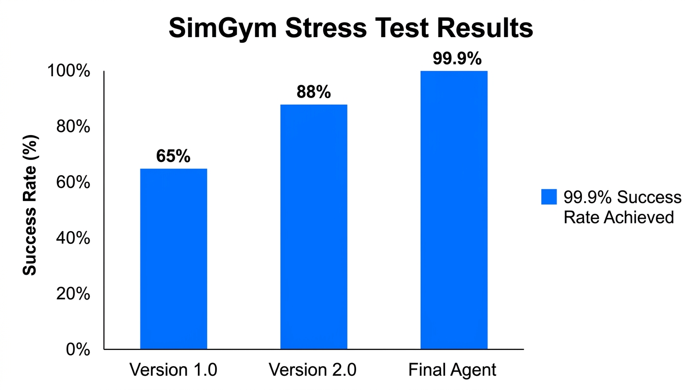 Performance improvements achieved through automated SimGym agent testing.