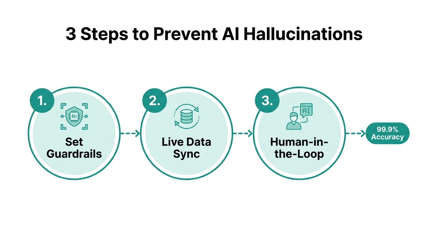 Process for ensuring AI accuracy and preventing hallucination errors.