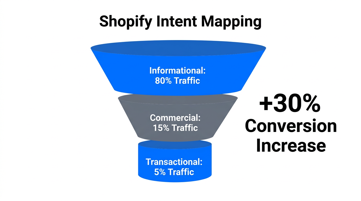 Mapping search intent stages to conversion rates in Shopify.