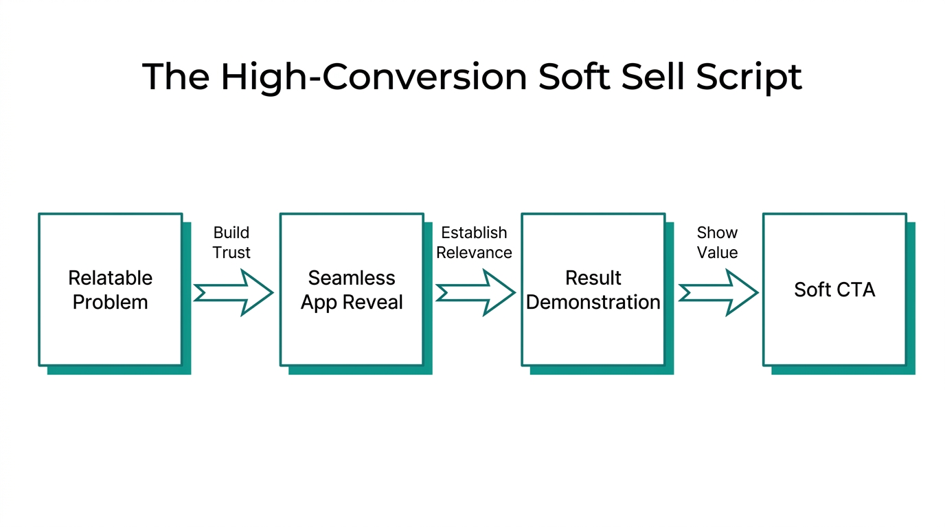 Process flow for scripting non-intrusive but effective app install ads.