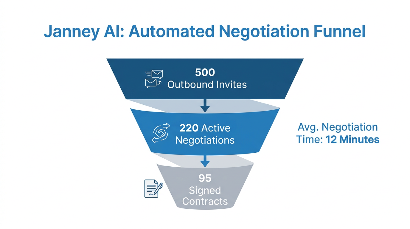 The conversion stages of automated creator negotiations and deal closure.