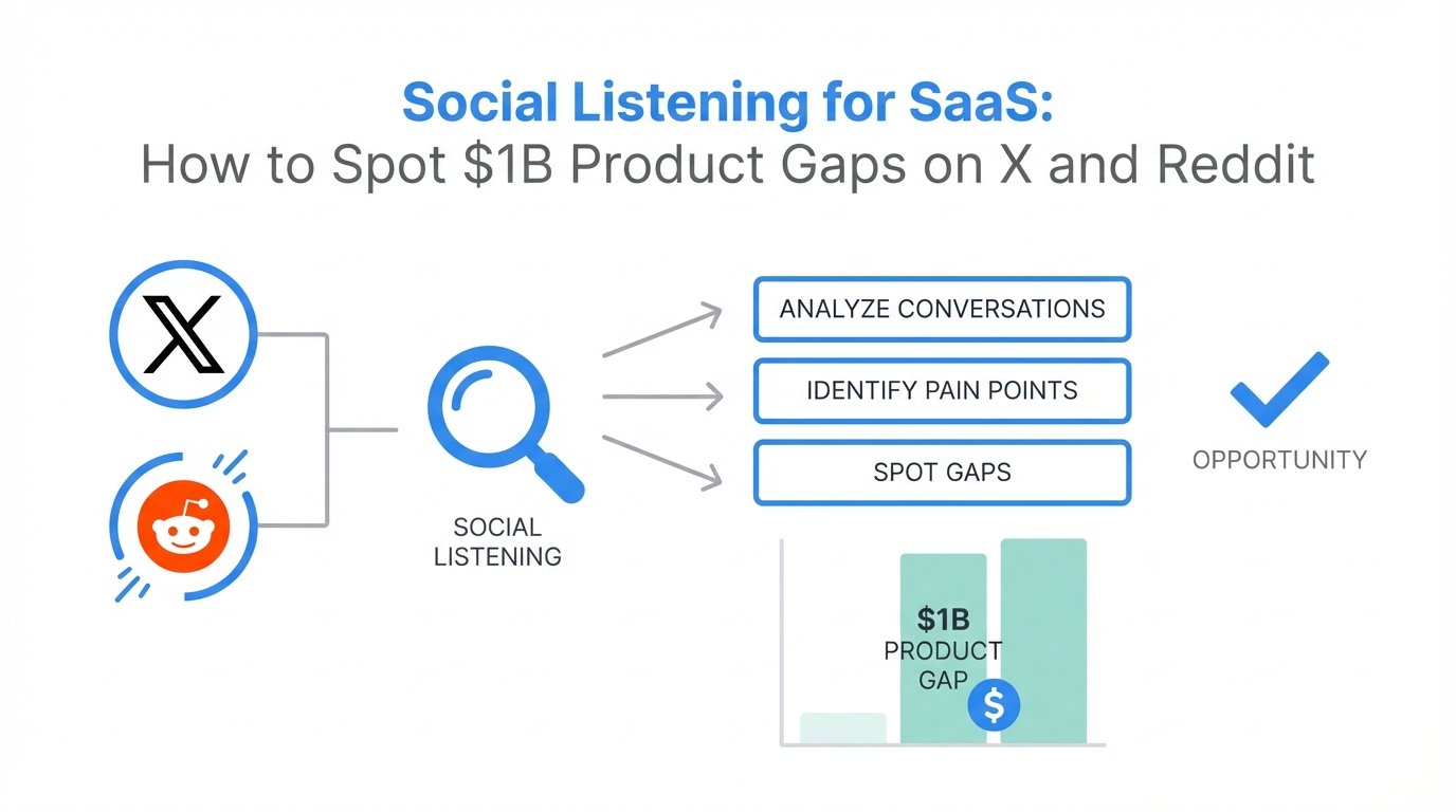 Social Listening for SaaS: How to Spot $1B Product Gaps on X and Reddit
