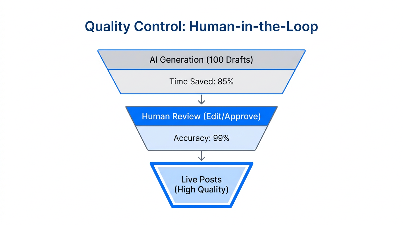 The efficiency funnel for human-reviewed AI content.
