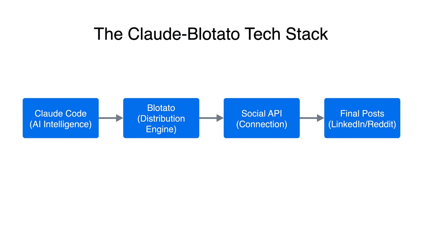 System architecture showing integration between Claude Code and Blotato.