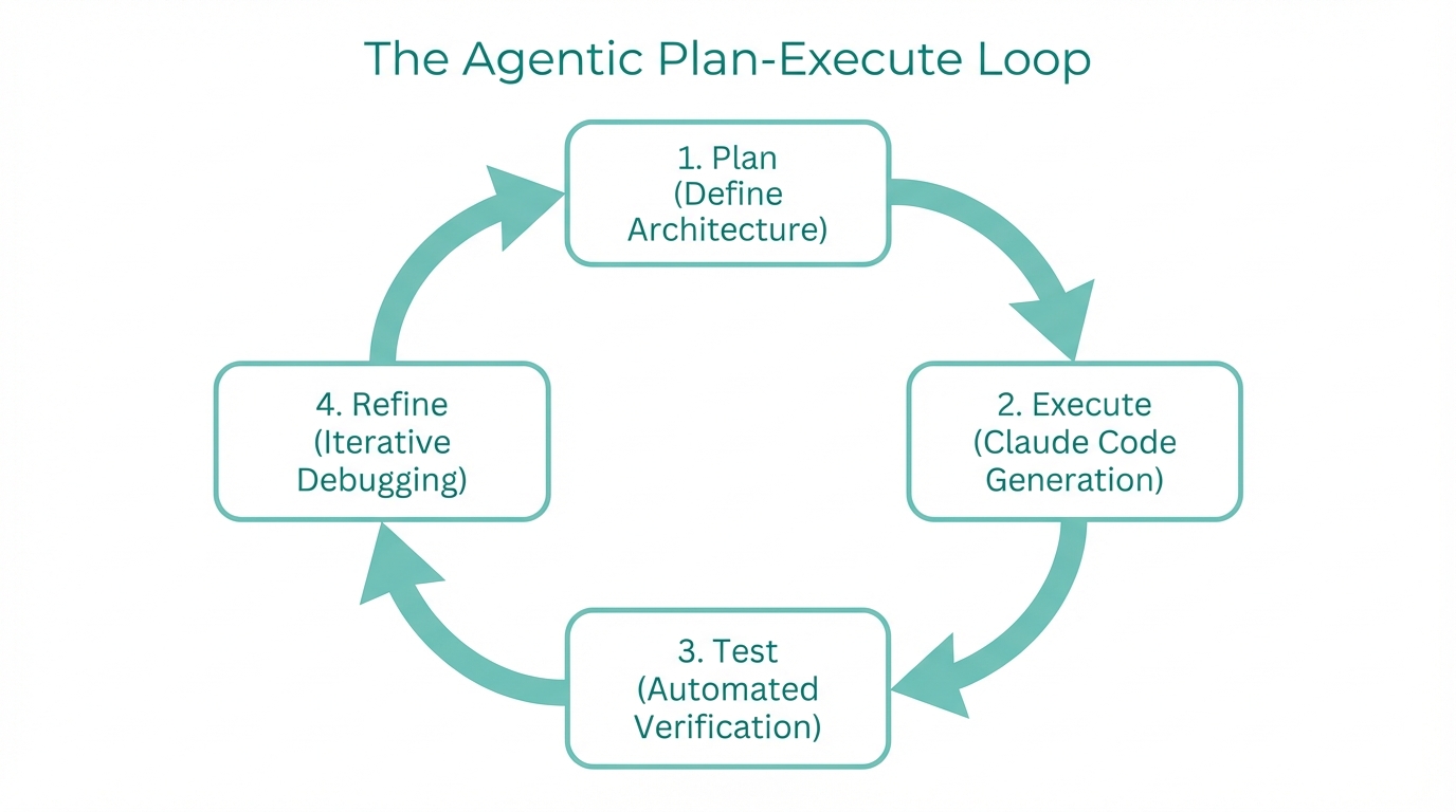 The iterative four-step cycle for building software with Claude Code.