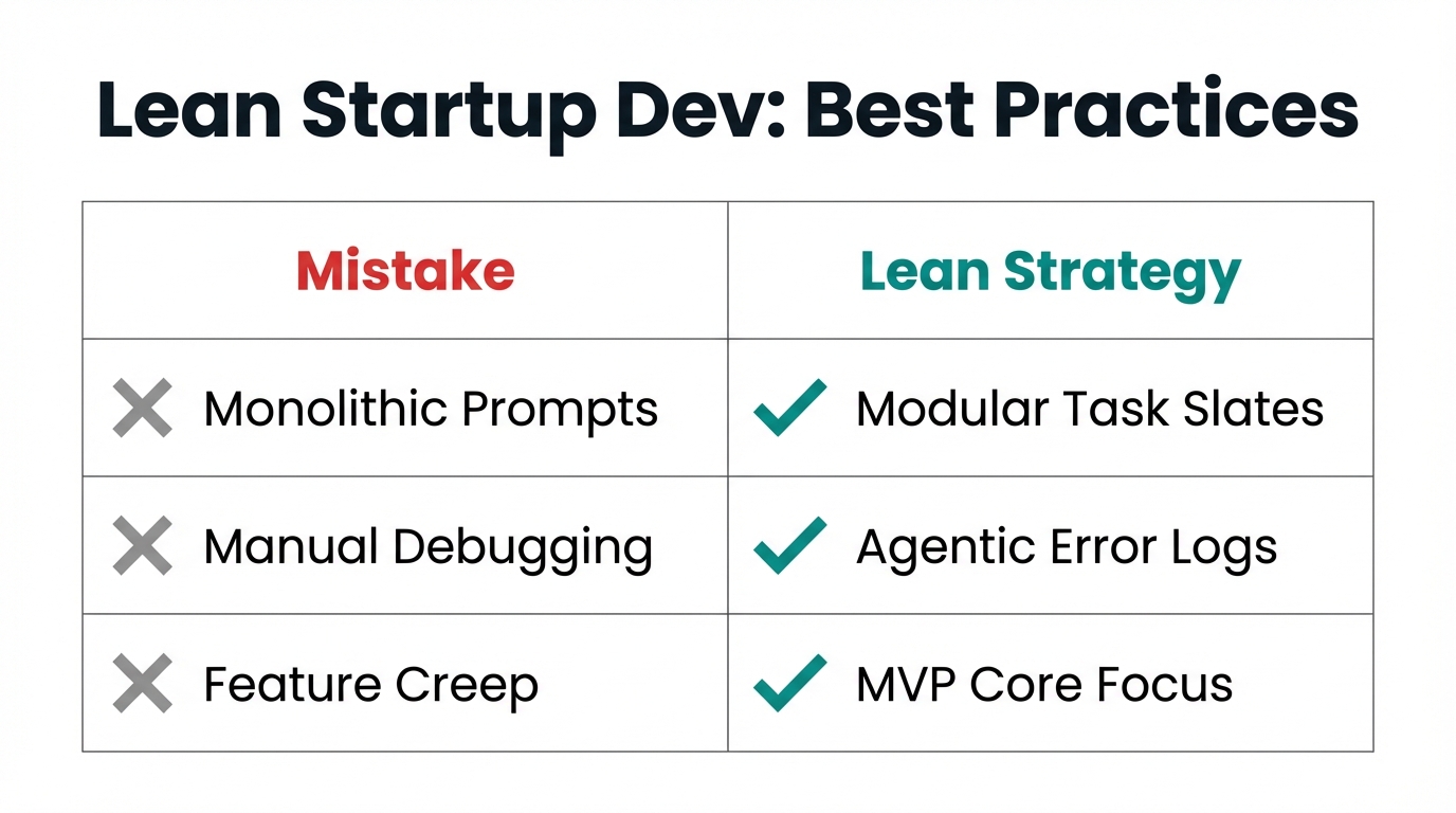Best practices versus common pitfalls in AI-driven startup development.