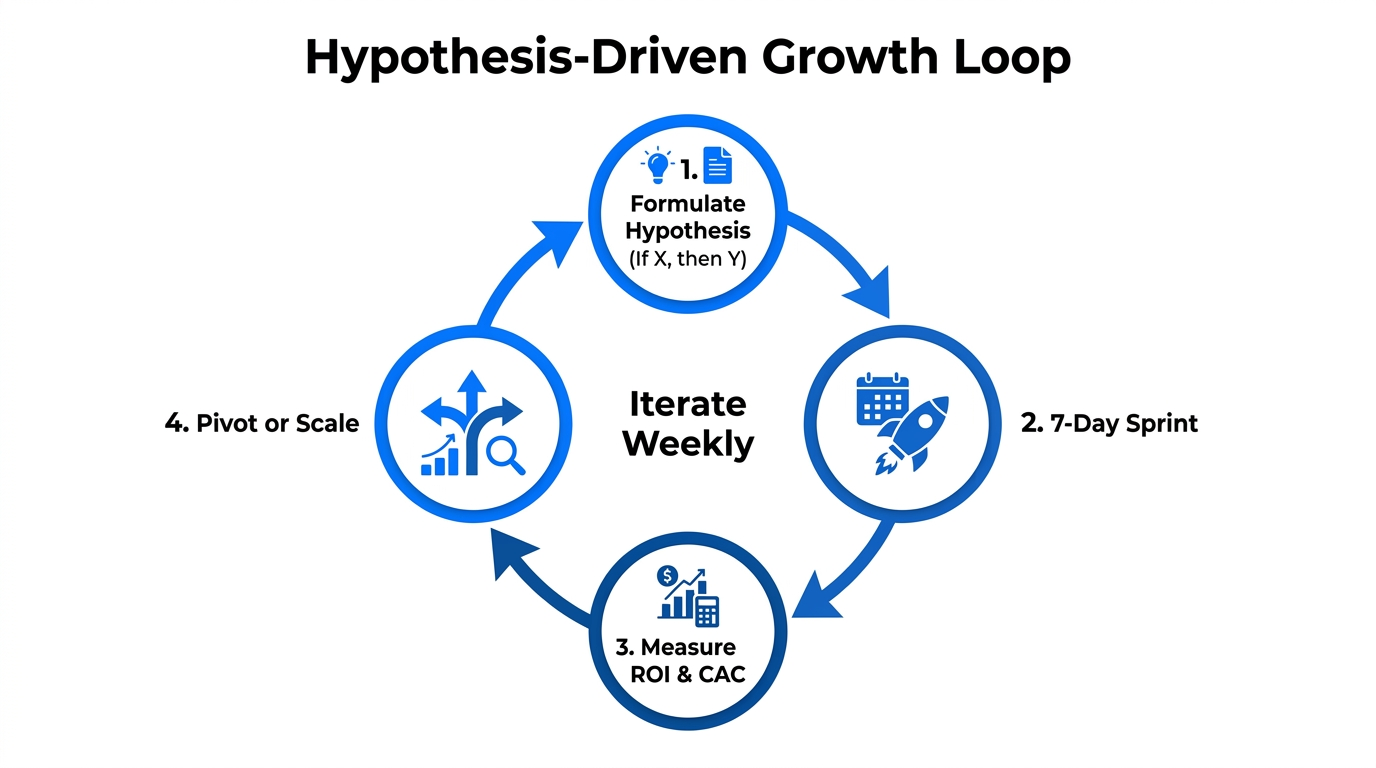 The continuous feedback loop used to optimize funnel conversion rates.