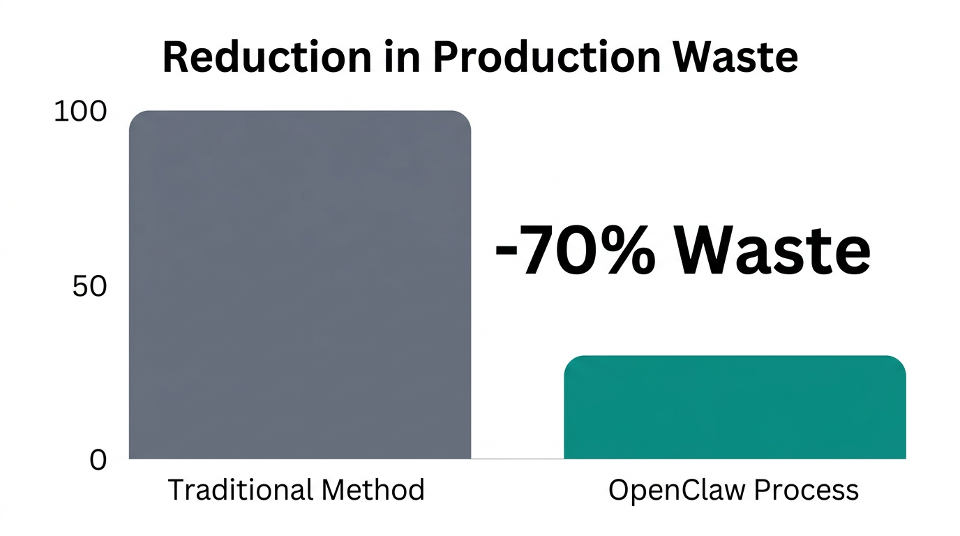 Case study data showing significant reduction in creative production waste.