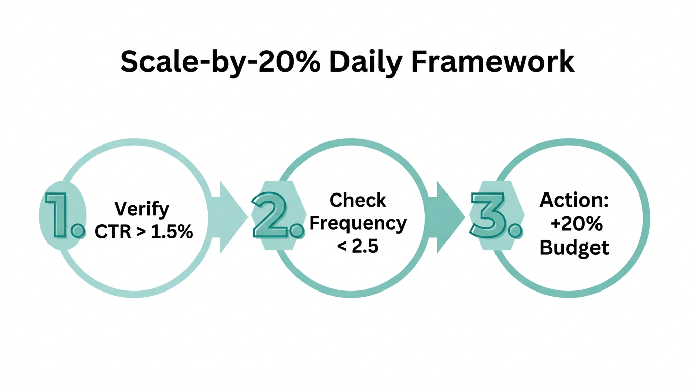 Step-by-step logic for automated 20% daily budget scaling.