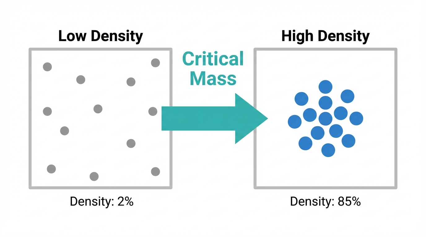 Comparison of low density versus high density user clusters.