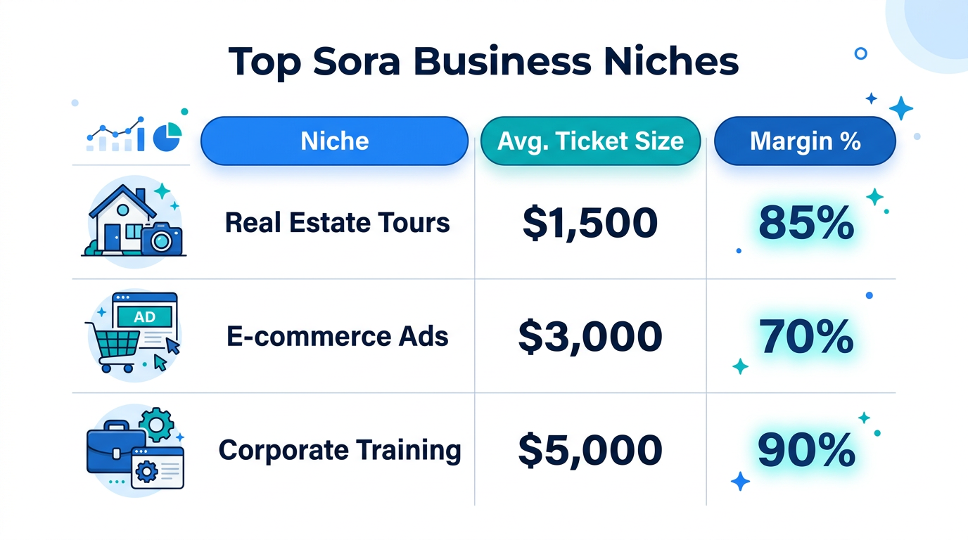 Profitability comparison across high-margin Sora video service niches.