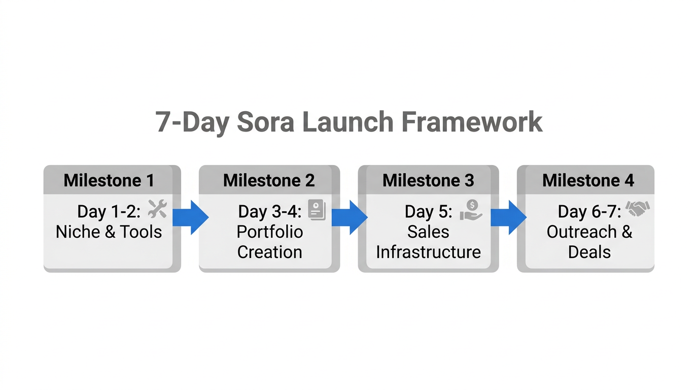 The step-by-step timeline for launching an AI agency in one week.