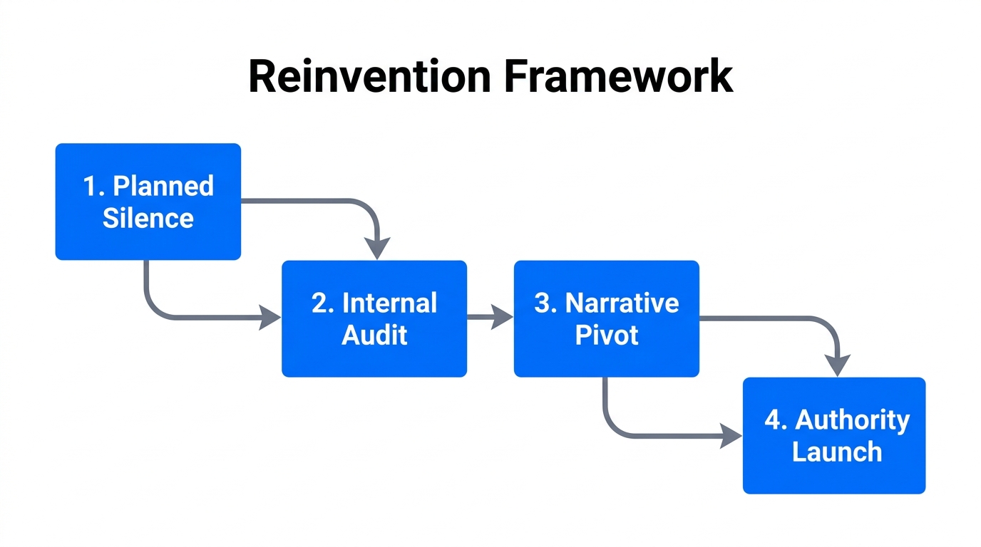Four-step process for brand reinvention using strategic silence.