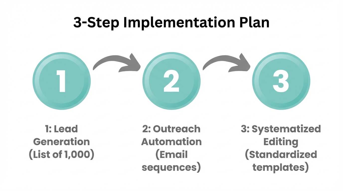 Three-stage plan for implementing the content growth system.