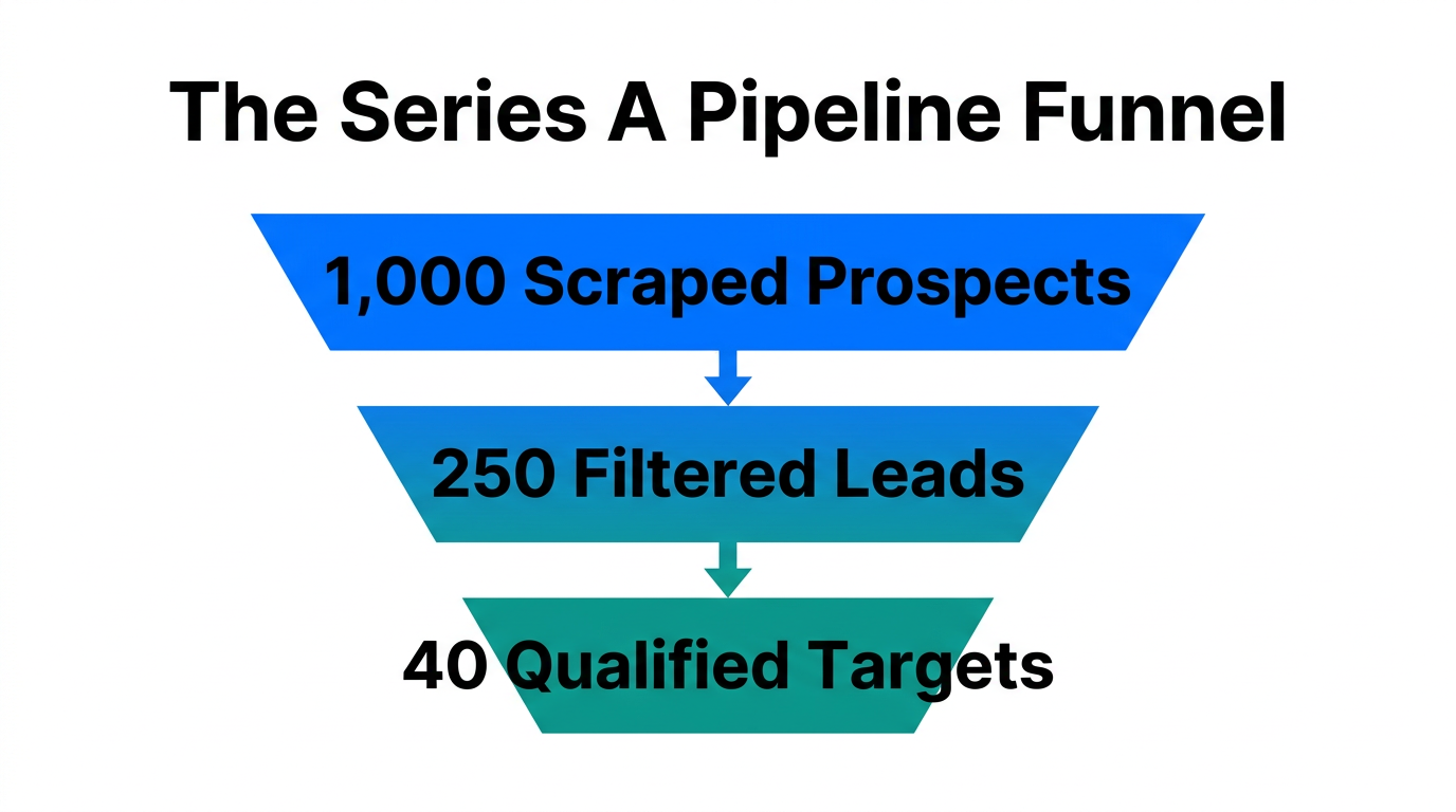 Visualizing the conversion funnel from raw data to qualified targets.