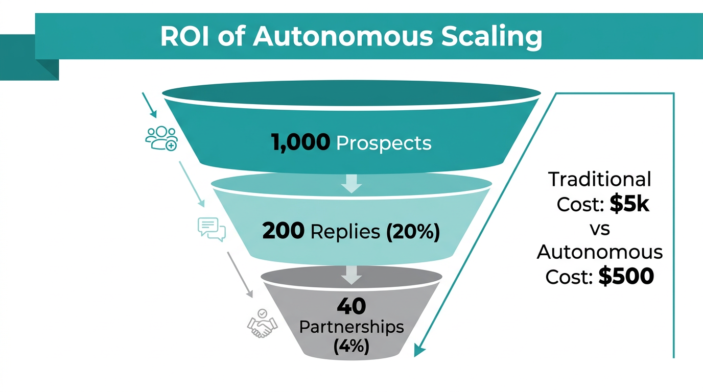 The conversion funnel and cost-efficiency of autonomous influencer marketing.