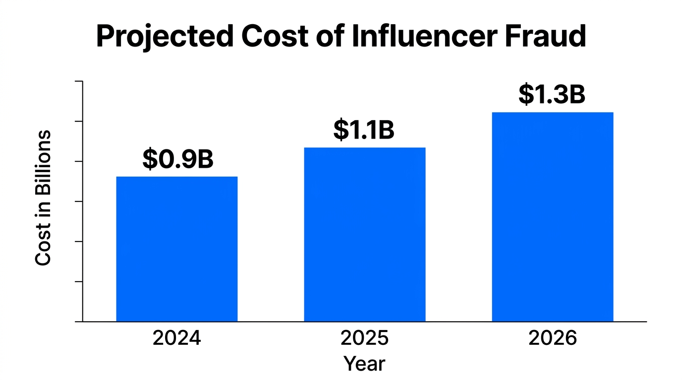 Projected annual cost of global influencer fraud reaching $1.3B.