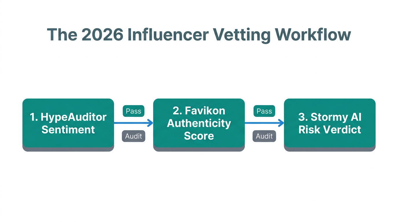 A standardized workflow for auditing creator authenticity and sentiment.