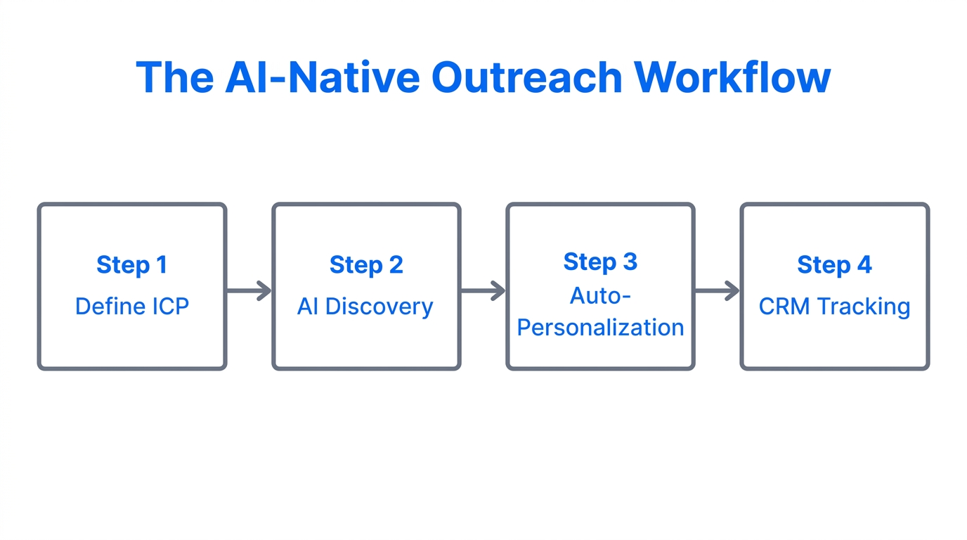 Workflow steps for an automated AI-native influencer marketing strategy.