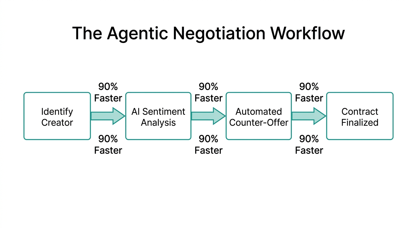 The automated sequence from initial creator identification to a finalized deal.