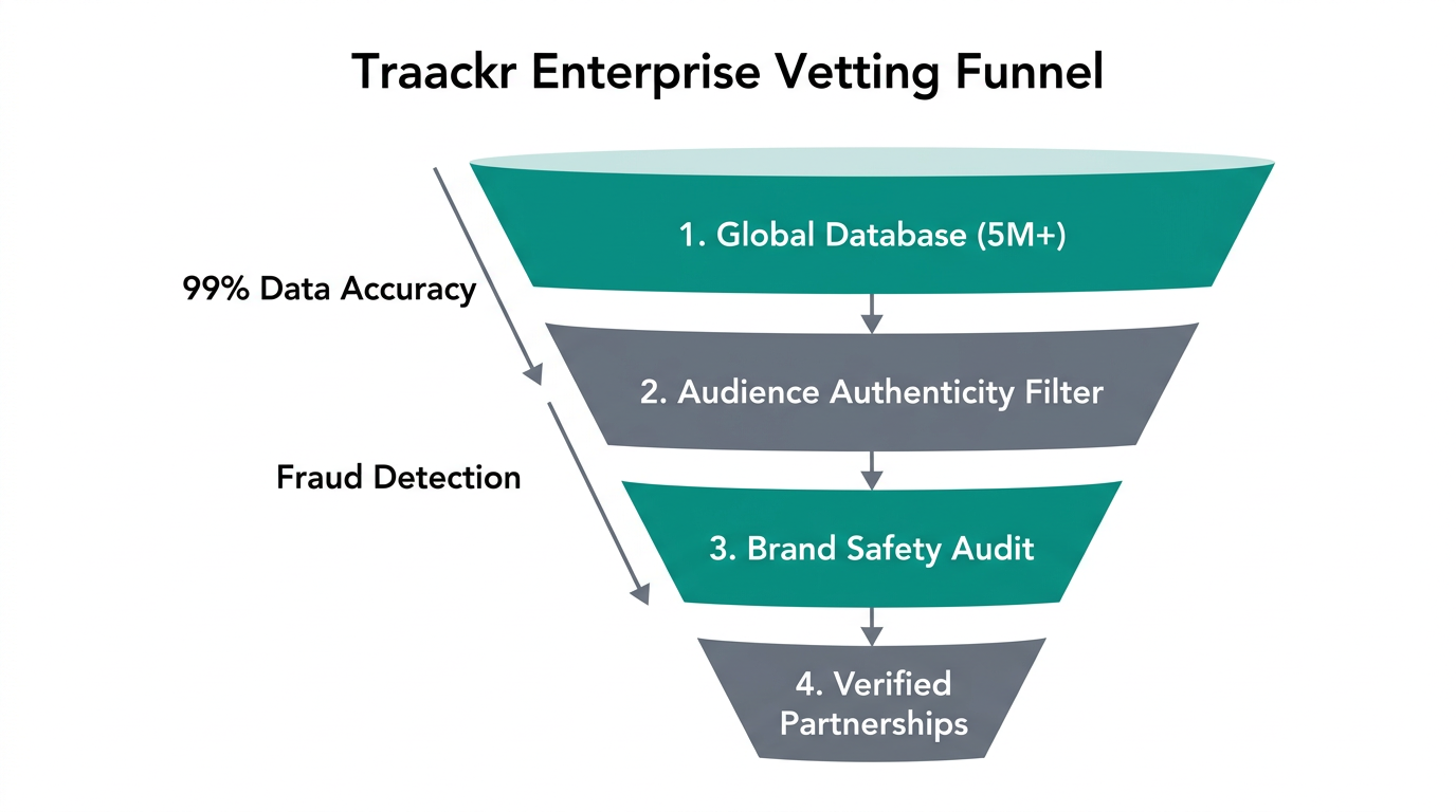 Traackr’s enterprise-grade funnel for vetting and verifying influencers.