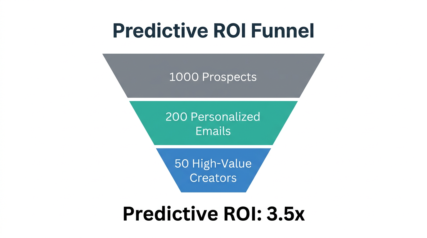 Funnel visualization showing expected conversion rates and predictive ROI.