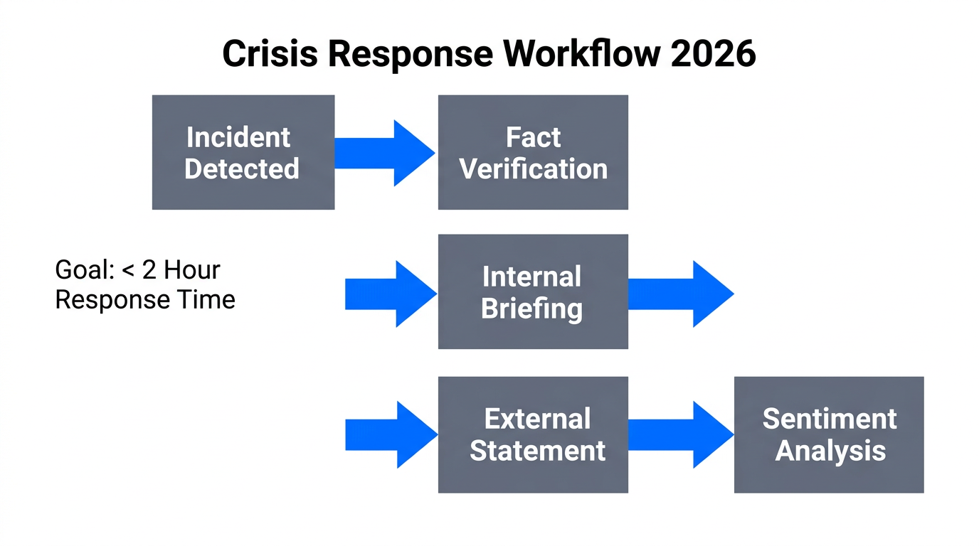 Step-by-step flowchart for rapid crisis communication and response.