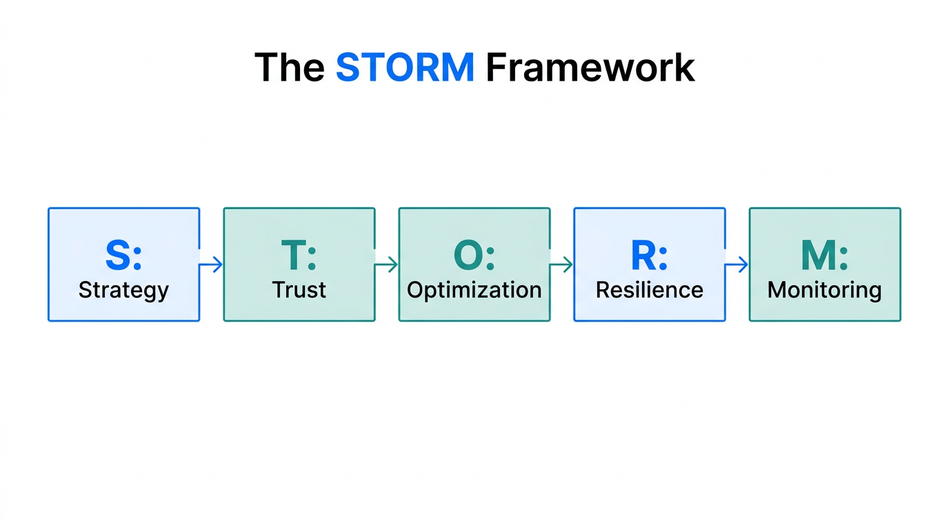 The five-step STORM framework for managing brand reputation during instability.