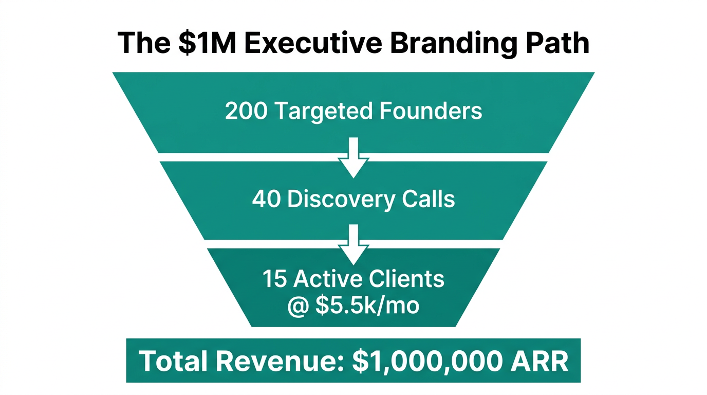 Sales funnel showing the volume required to reach $1M revenue.