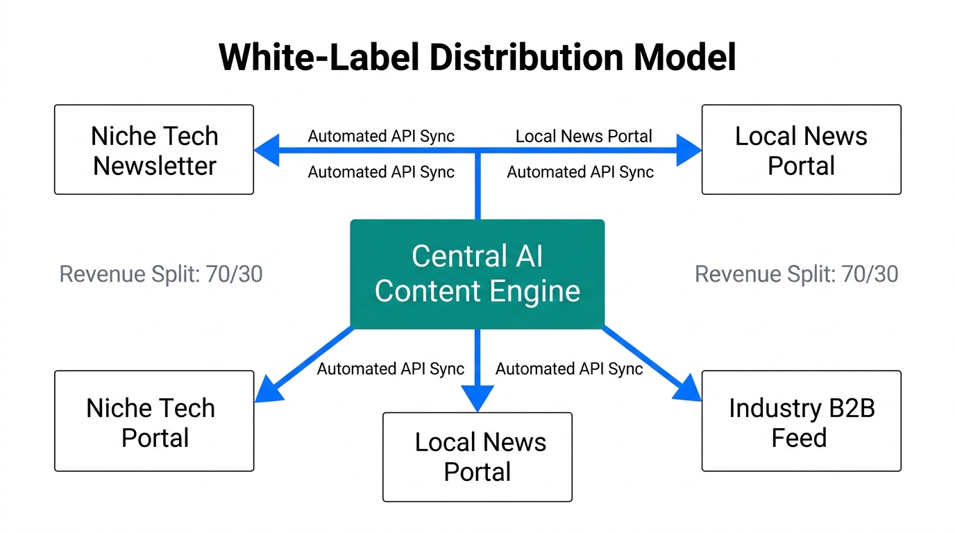 Scaling content across multiple niche outlets using a central engine.