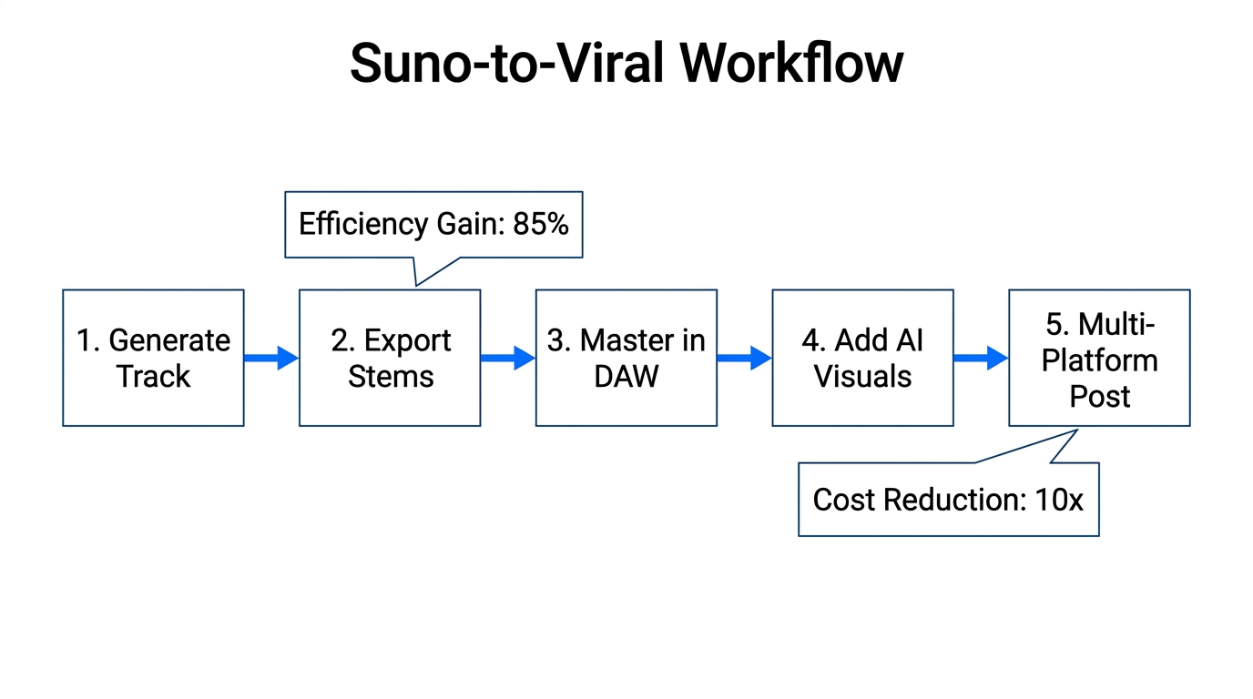 Step-by-step technical workflow for remixing Suno audio for viral distribution.
