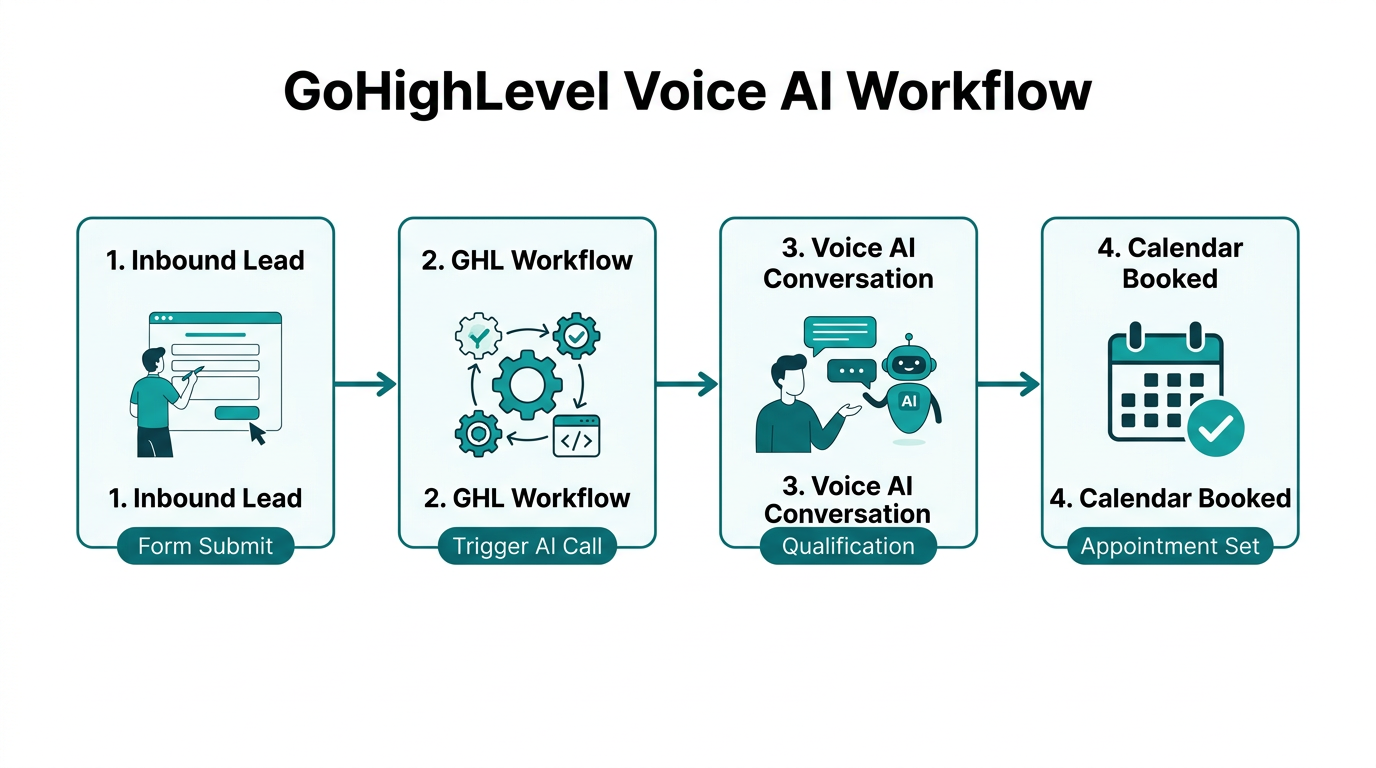 The four-step process for automating lead qualification with GHL Voice AI.