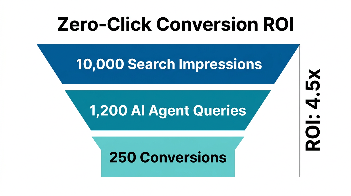 Predicted conversion funnel performance using an agentic zero-click strategy.