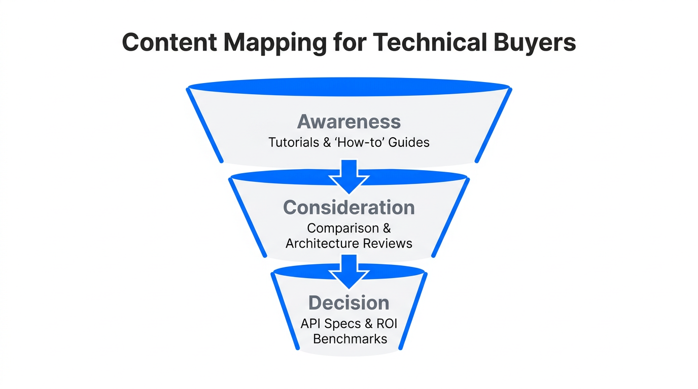 Mapping specific technical content types to the engineer's buyer journey.