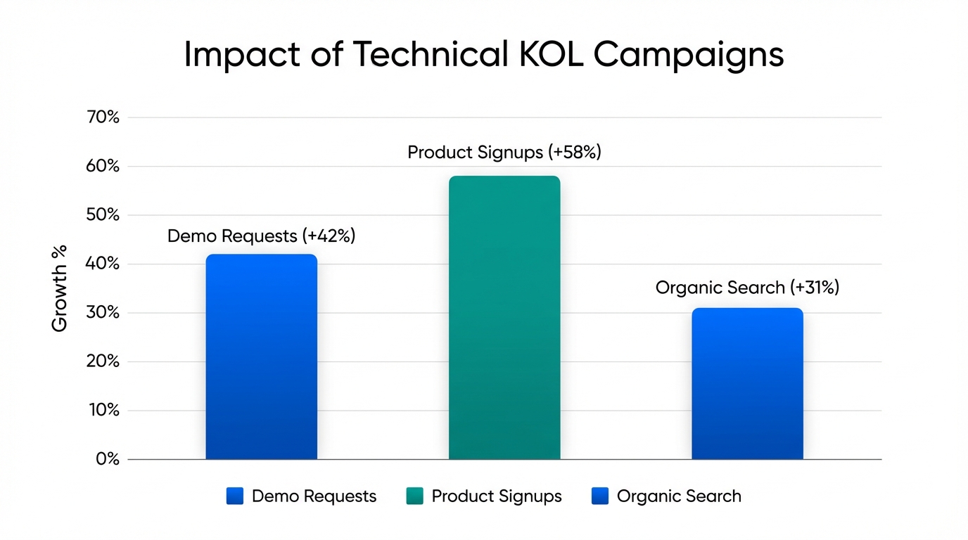 Key performance indicators showing ROI from technical influencer partnerships.