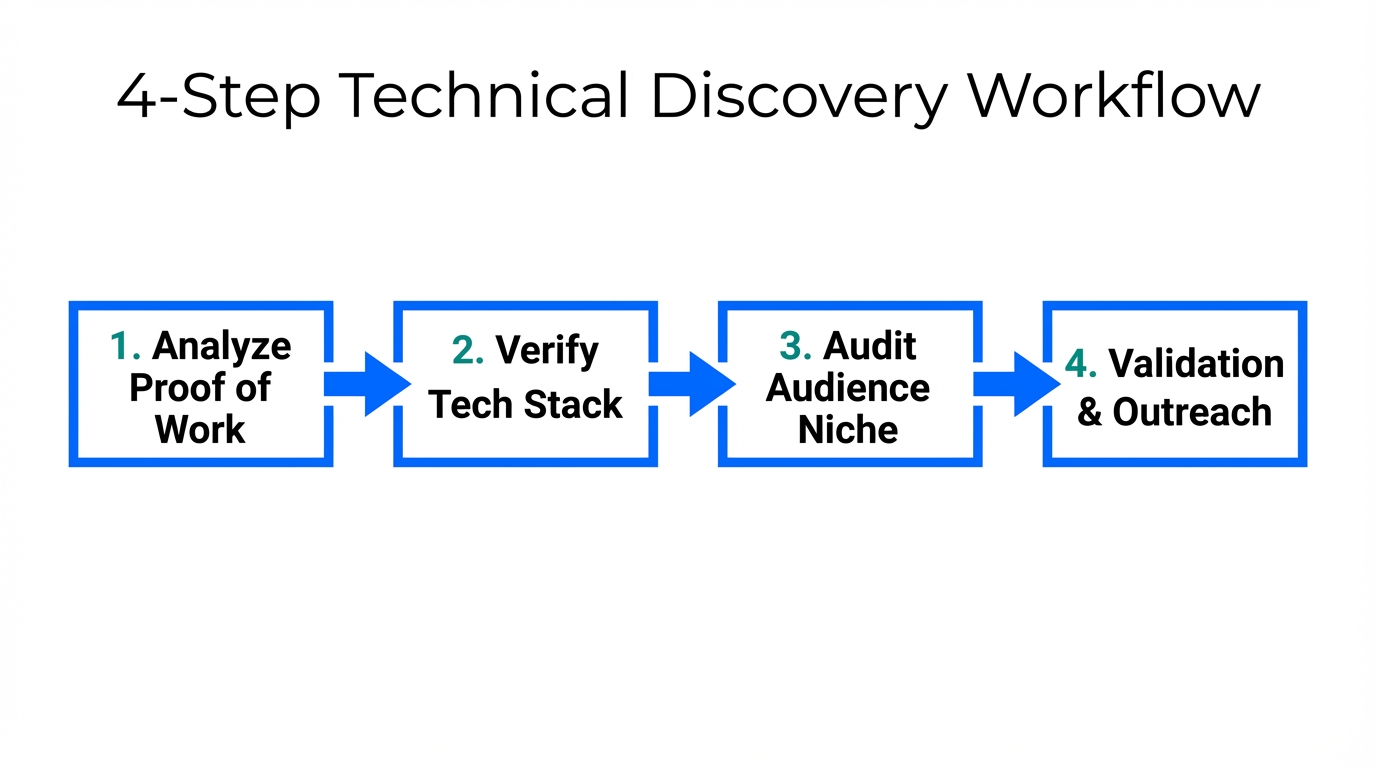A structured four-step process for discovering and vetting technical influencers.