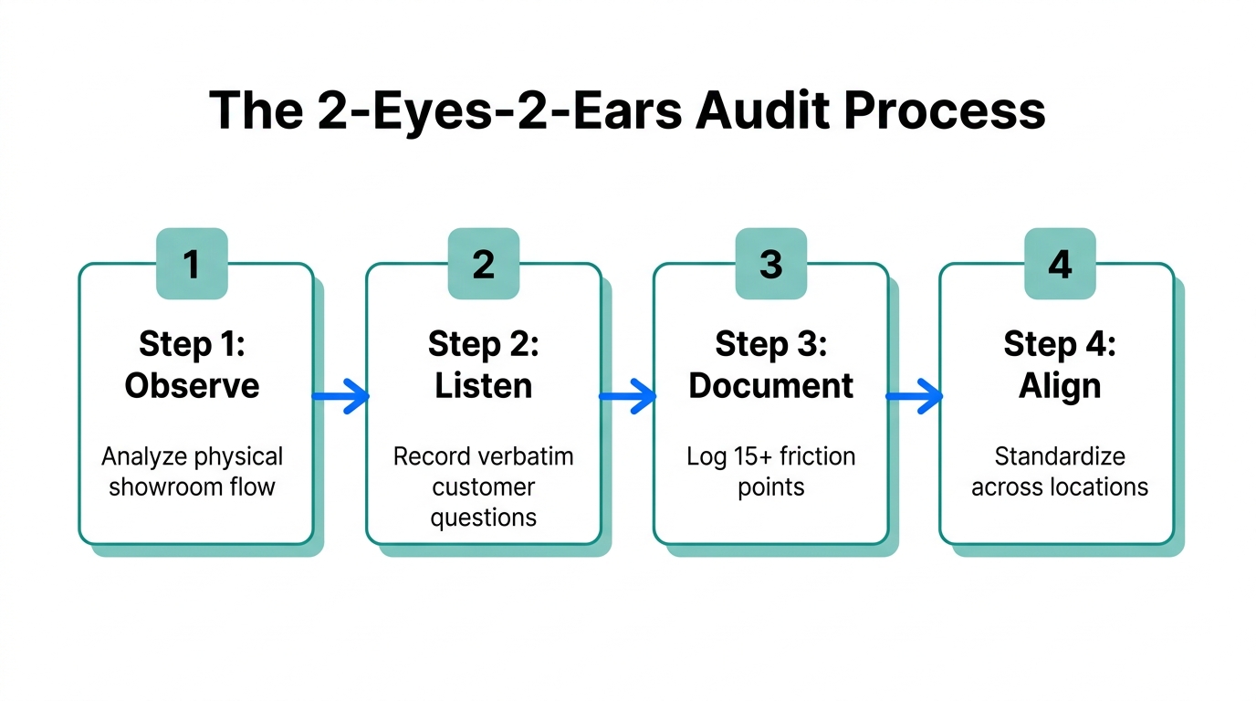 A four-step workflow for performing a customer experience audit.
