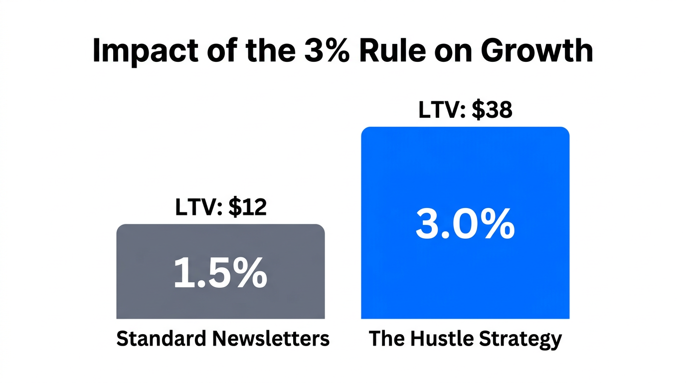 Comparison of lifetime value between standard growth and 3% strategy.
