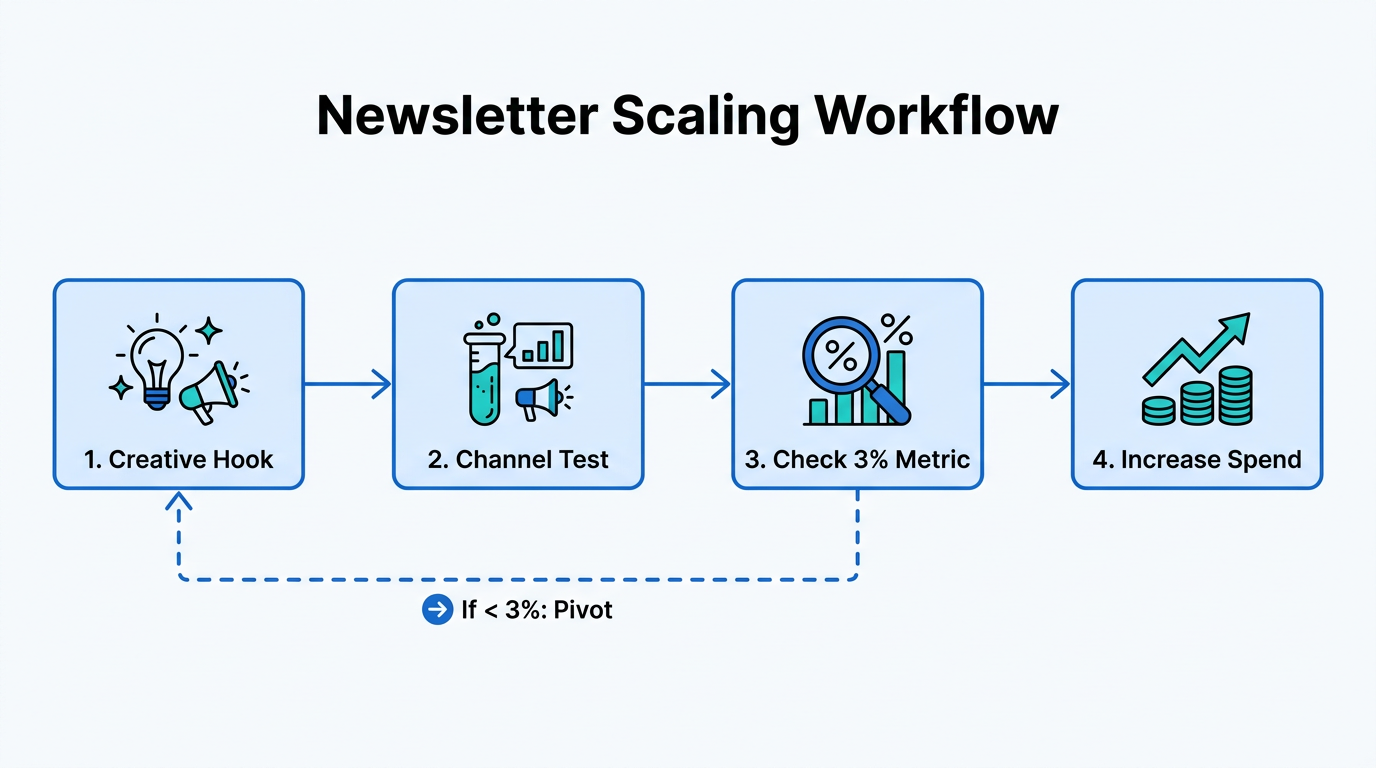 The iterative process for scaling ads based on conversion data.