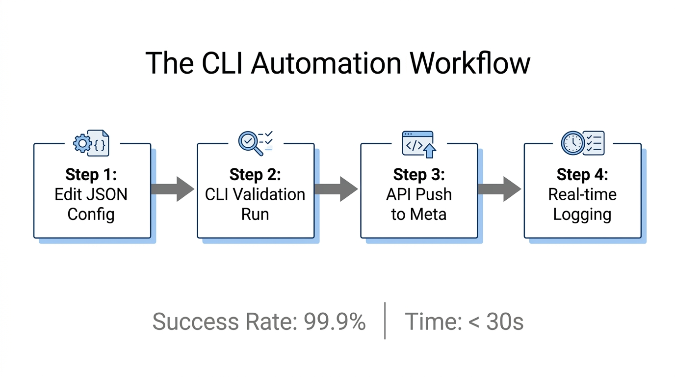 A step-by-step workflow for automating Meta ads using CLI tools.