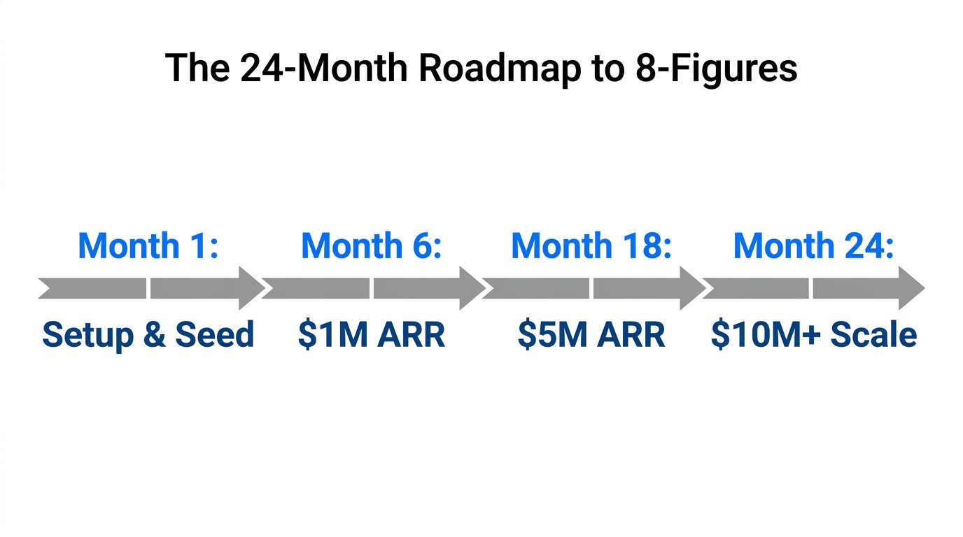 A strategic timeline for scaling a community business to 8-figures.