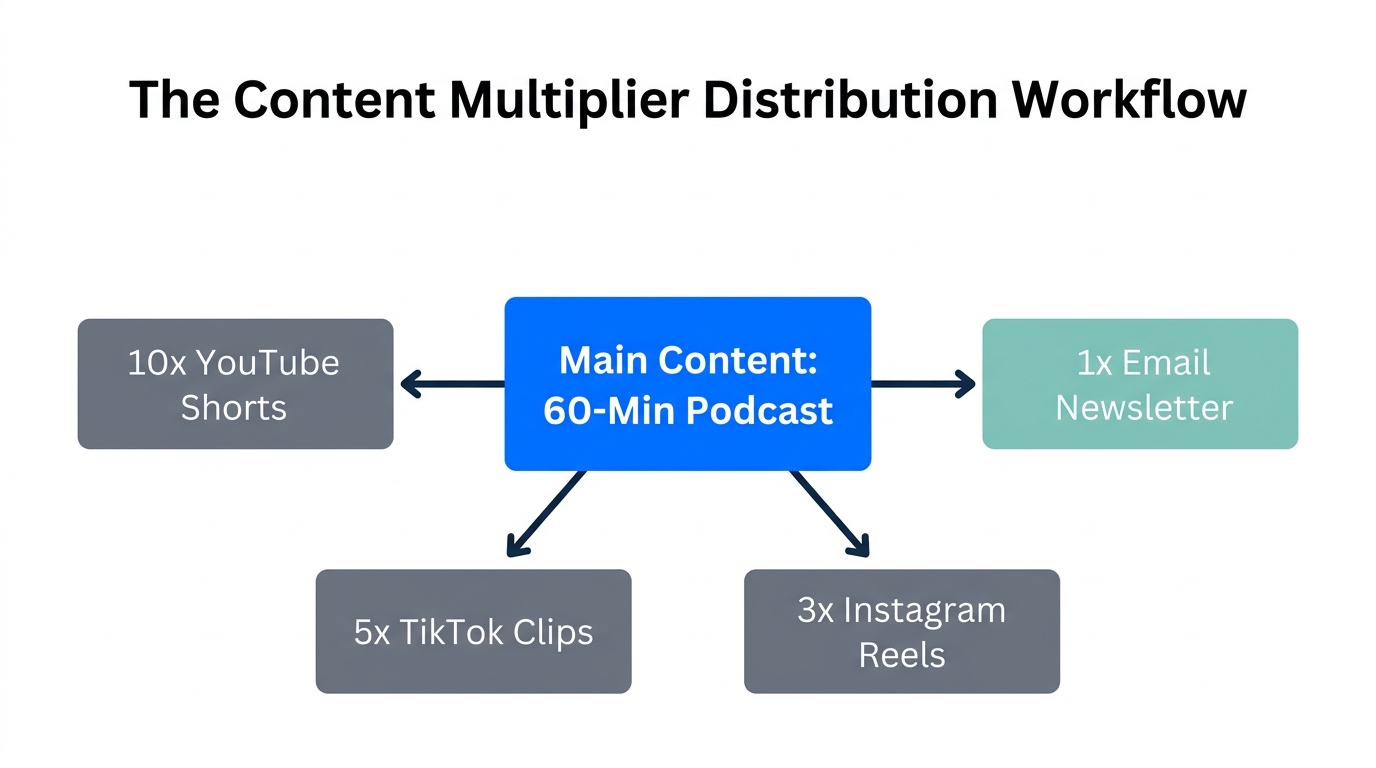 Workflow for distributing a single podcast episode across multiple platforms.