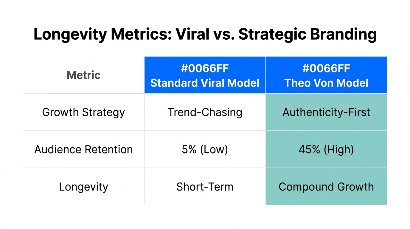 Comparison of traditional viral marketing versus the strategic longevity model.