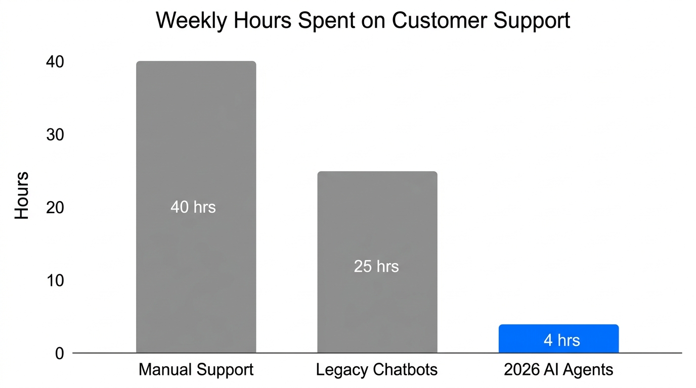 Time savings comparison between manual support and modern AI agents.