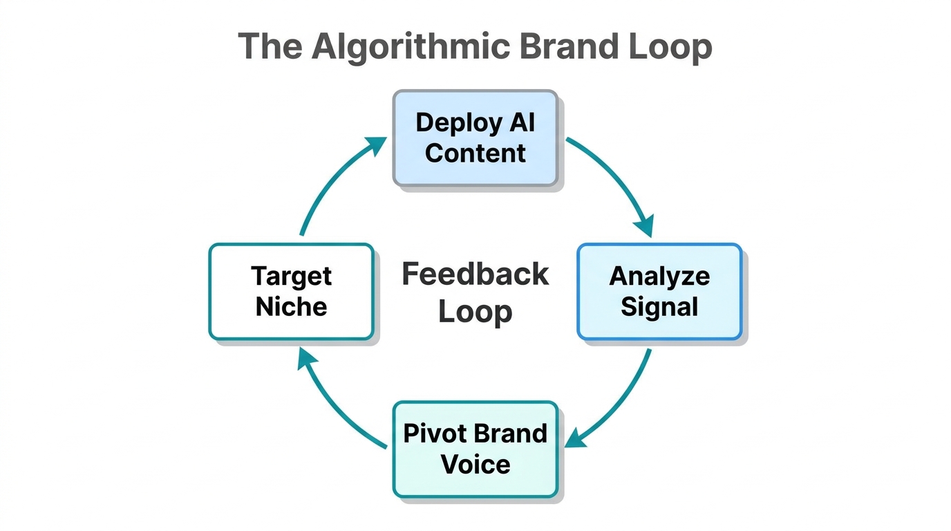 The continuous feedback loop for building brands via algorithmic signals.
