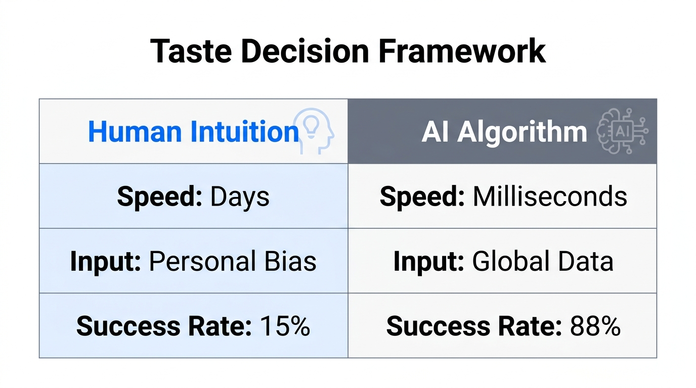 A comparison between human creative intuition and AI-driven data analysis.